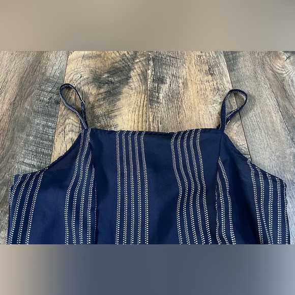 Derek Heart Mock Wrap Sleeveless Dress, Size Medium, Navy Blue and White - Picture 4 of 10